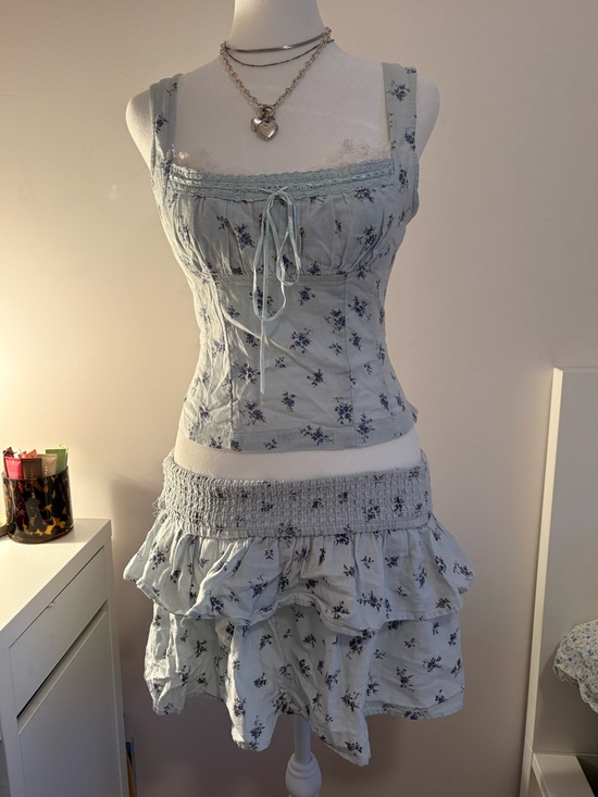 stradivarius Tops - Stradivarius Light Blue Floral Two-Piece Set
